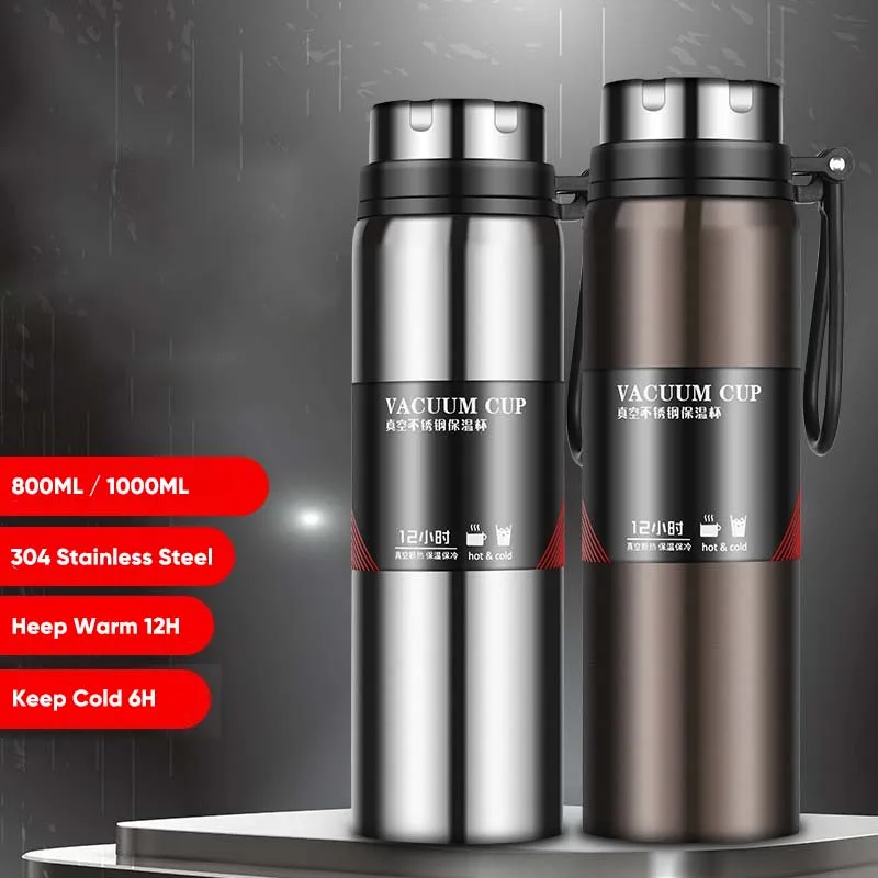 800ml/1000ml Double Layer cup Stainless Steel Water Bottle Vacuum Flasks Thermoses Outdoor Thermos Bottles Sports Travel Pot