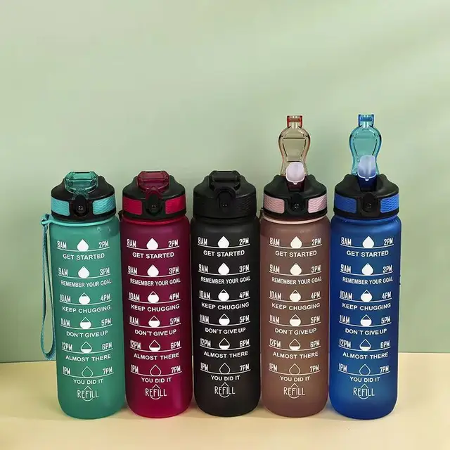 900/1000ml Water Bottle Motivational Sport Water Bottle Leakproof Bottles Drinking Outdoor Travel PC Bottle Gym Fitness Jugs 2