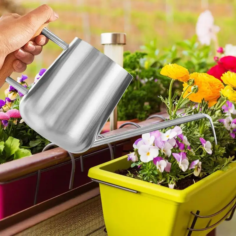

Watering Can Indoor Plants 900ML House Plant Watering Can Stainless Steel Long Nozzle Watering Kettle With Wooden Handle
