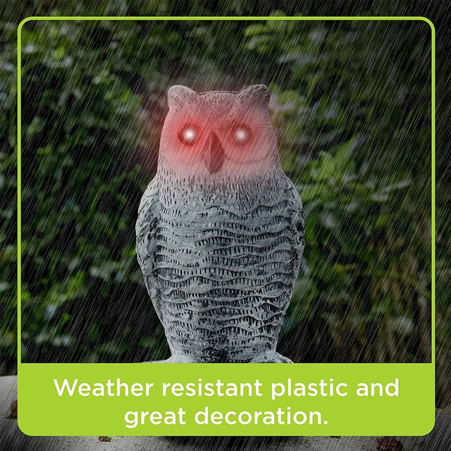 Bagoly Ijesztő Madárvezérlő Eszközök Vízálló Hamis Madárijesztő Villogó Szemmel Hang Élethű Owl Szobor - Image 5