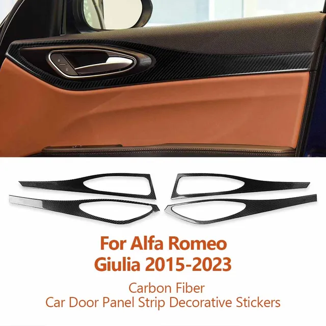 Cool Carbon Fiber Interior Handle Stickers For Alfa Romeo Giulietta | Red Trim Decals | Custom Tuning