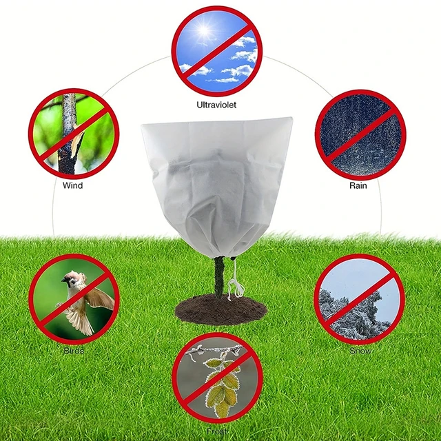 1/3Pcs Plant Covers Freeze Protection Non-woven Fabric Frost Cloth Plants Jacket Drawstring Tree Cover for Outdoor Plants 6