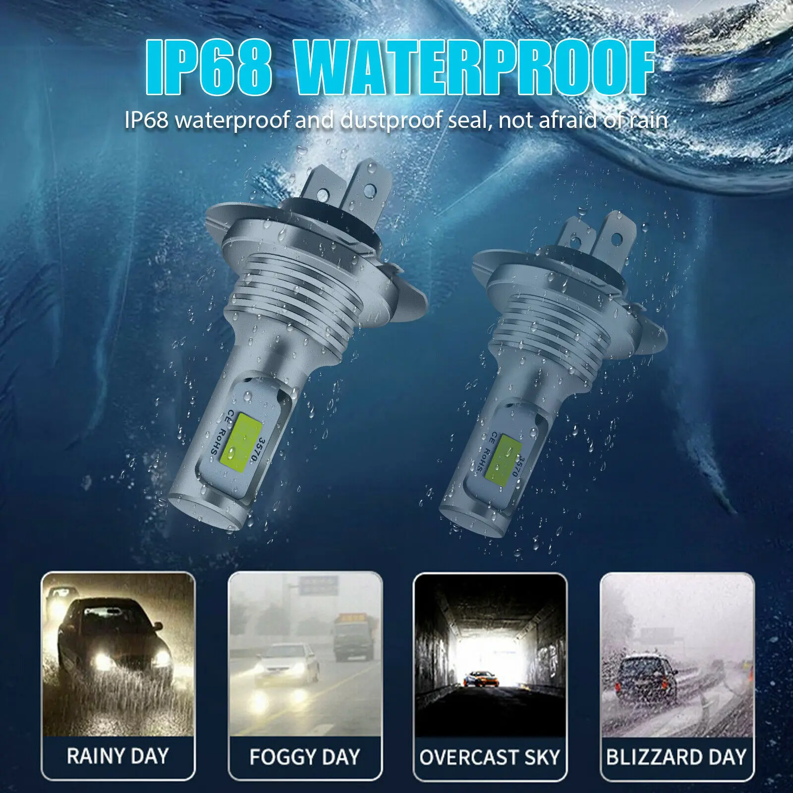 Led Light 2Pcs H7 H4 Led Car Fog Light Bulbs H1 H8 H9 H11 9005 9006 Super Bright CSP LED Headlight DRL Lamp Kit High Low Beam 6000K 12V