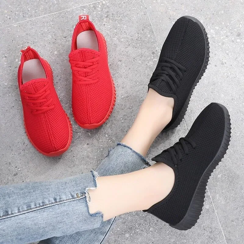 Women's Vulcanize Shoes 2025 Autumn Sneakers Solid Black Red Shoes Gym Fitness Trainers Walking Sport Shoes Female Zapatos Mujer - 6