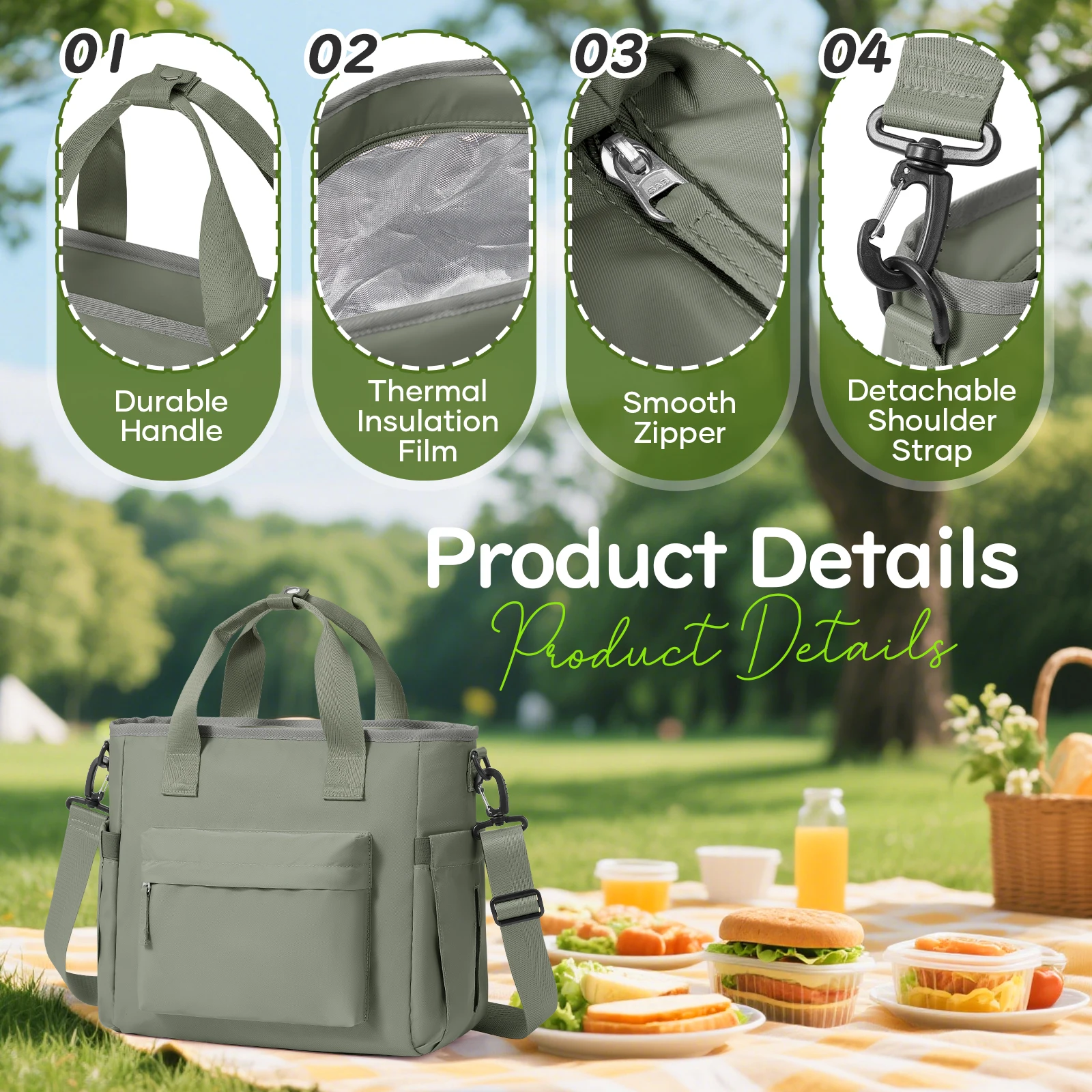 Large Capacity Insulated Lunch Bag - Waterproof And Portable For School And Office Keep Your Food Fresh And Delicious,Picnic Bag