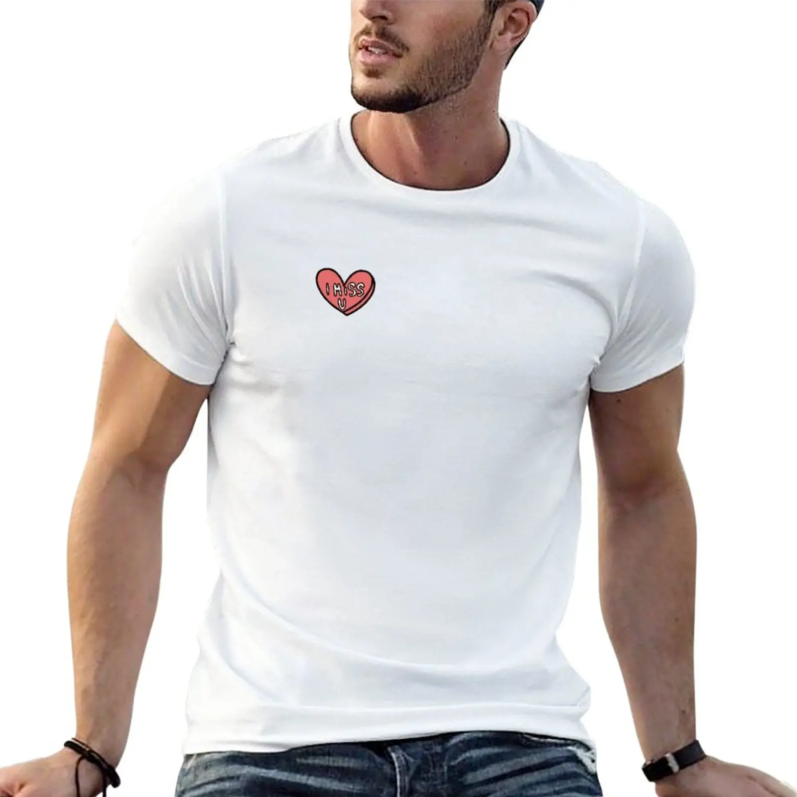 

I Miss U Conversation Heart Red T-Shirt for a boy vintage cute tops blacks men t shirts