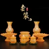 Buddha Imitation Glazed Lotus Buddhism Offering Set Incense Burner, Water Supply Cup, Vase, Fruit Plate, Buddha Hall Decorations 2