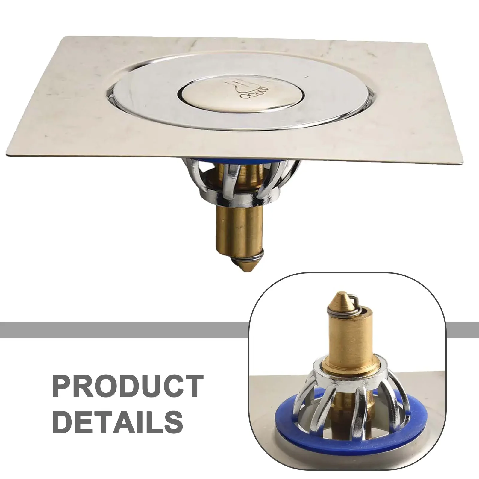 1pcs Shower Floor Drain Stainless Steel Square Floor Drain Strainer Dectable Anti-odor Drainer Core Bathroom Hardware