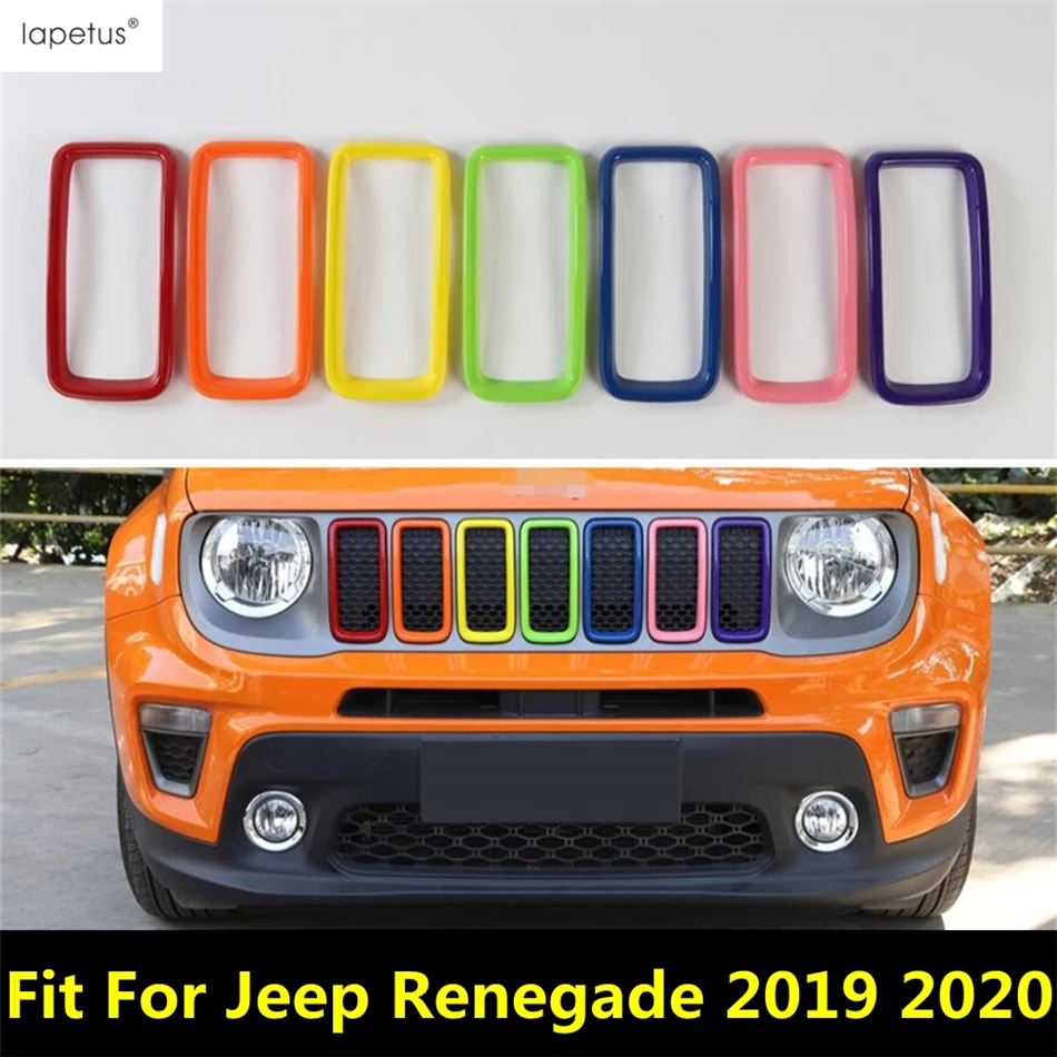 

7PCS ABS Front Head Face Grille Grill Frame Decoration Molding Cover Trim For Jeep Renegade 2019 2020 Accessories Exterior Kit