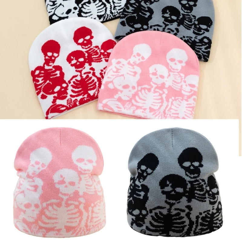 

Halloween Jacquard Skull Hat Knit Ear Protect Hat for Adult Winter Cycling Ski