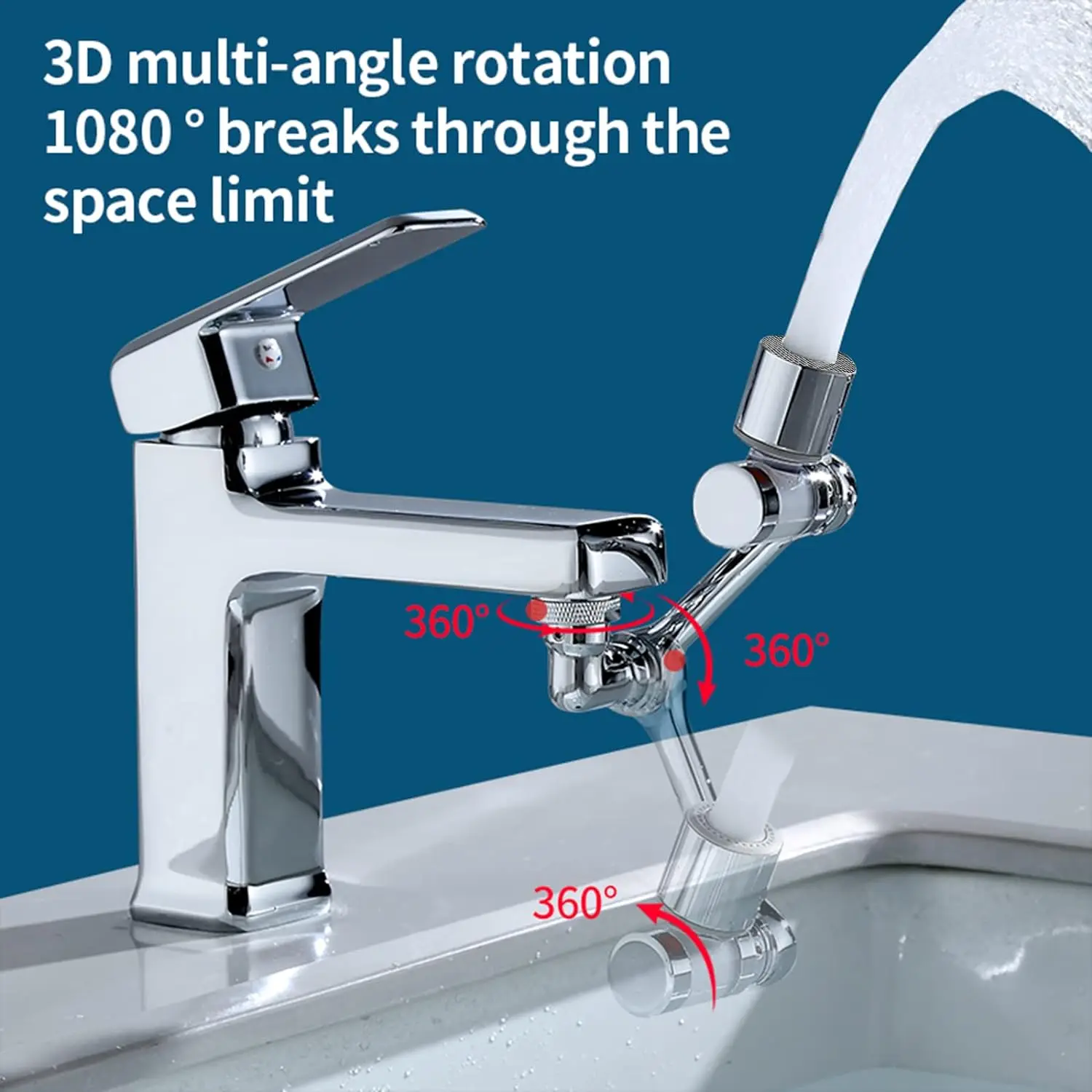 Universal 1080° Rotate Metal Filtered Kitchen Faucet Extender with Filter Swivel Bubbler Nozzle Sprayer 2 Modes Faucet Extension 4