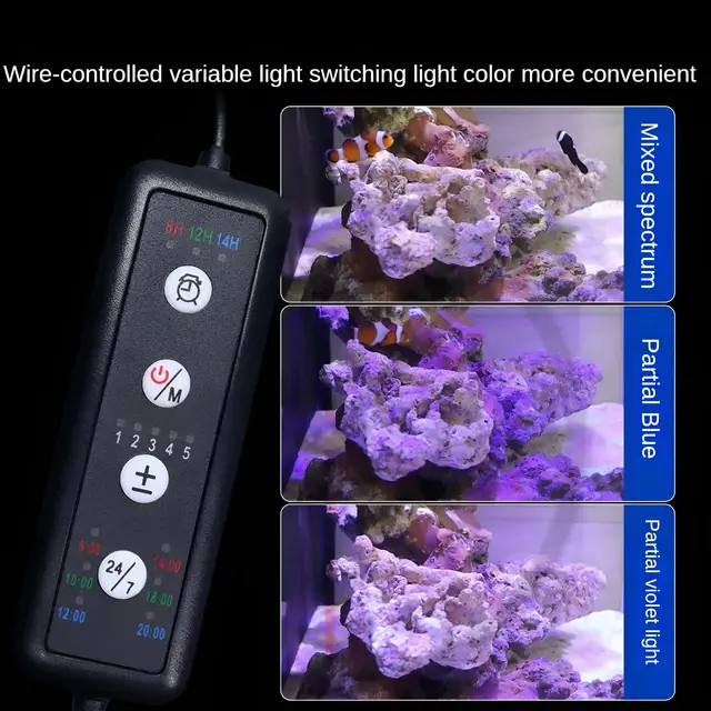 [Smart Aquarium Light] 24/7 Sunrise Sunset Mode Auto Dimming 3-Color Switch Aluminum Alloy Coral Tank Light 2