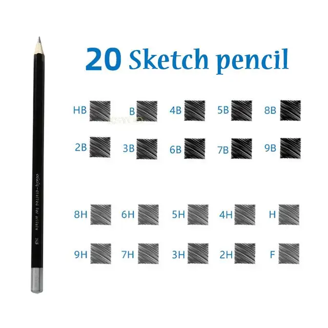 Professional 12/20 Sketch Pencil Set 9H-9B Graphite Shading Drawing Pencils  Soft Standard Pencil For Beginner Student Supplies