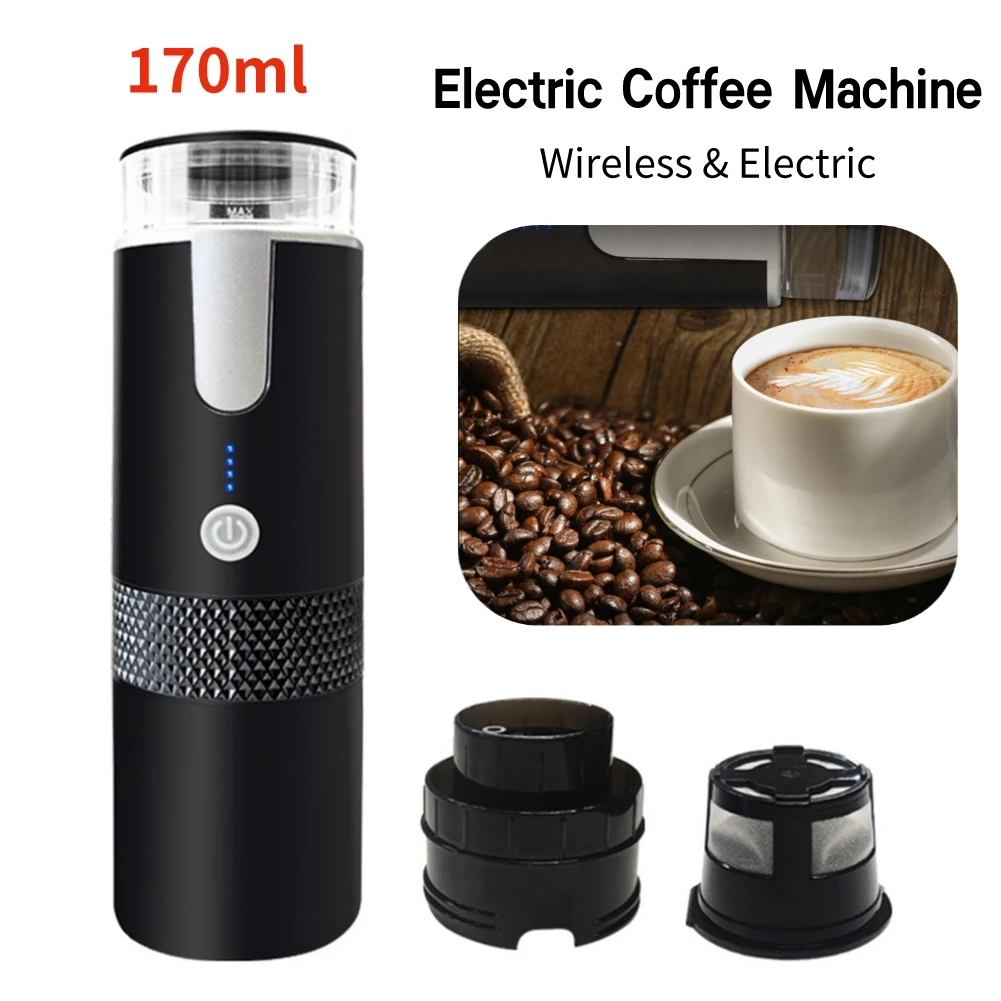 170ML Electric Coffee Maker Portable Wireless Espresso Machine Hot Water Brewing Capsule Camping Travel Home Appliance