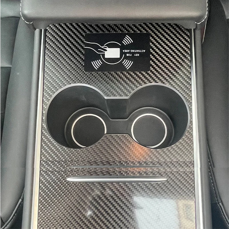 Ultra-Thin Real Carbon Fiber Center Console Cover - Sleek Design, Non-Interfering Functionality