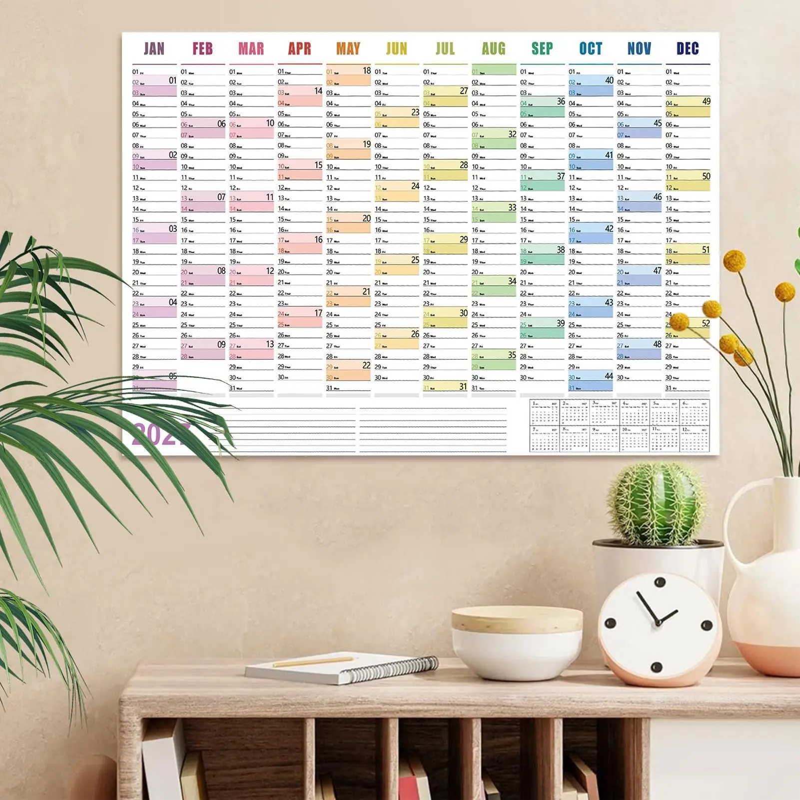 Large Wall Calendar - 12-Month Annual Planner with Double-Sided Thick Paper for Home, Office, or Dorm Scheduling