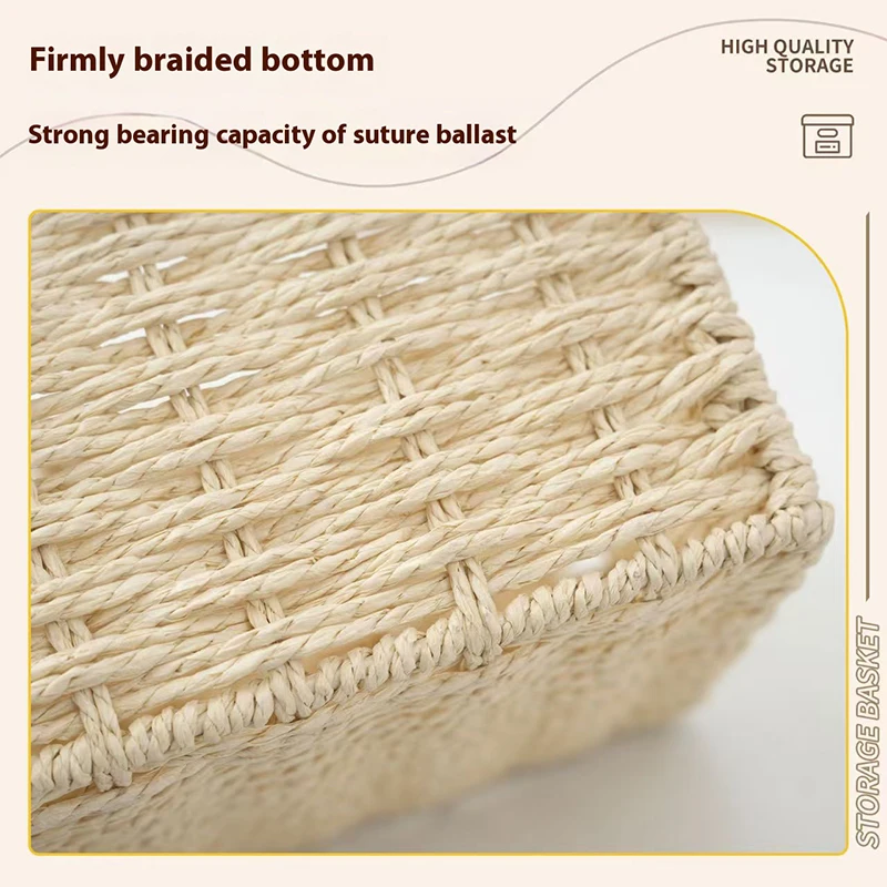New Woven Tissue Box Imitation Rattan Woven Grass Tissue Storage Box Luxury Tissue Paper Holder Home Living RoomTable Decoration 4