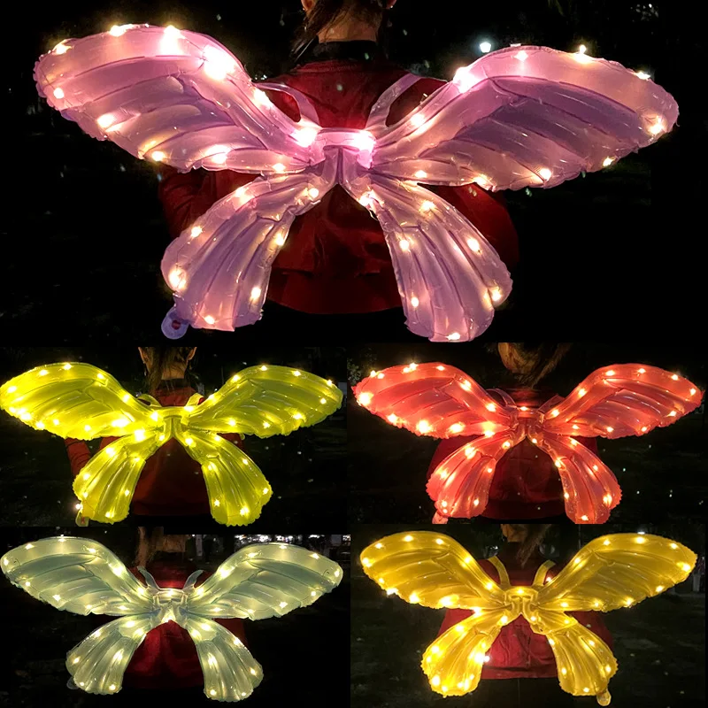 Farfalla Elf Wing Foil Balloon Con Led String Lights Adulti Kids Angel Wing Air Globos Birthday Party Prom Performance Cosplay