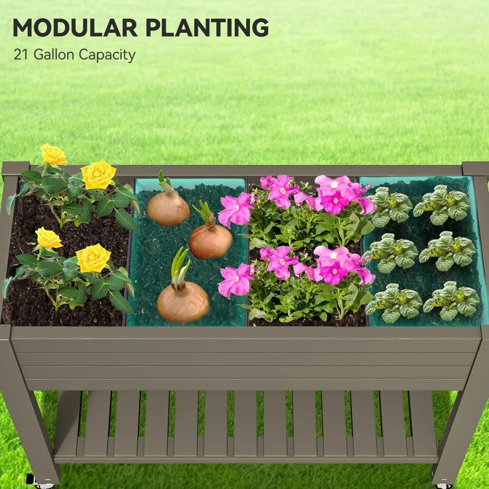 Elevated Raised Garden Bed with Legs & Wheels 5