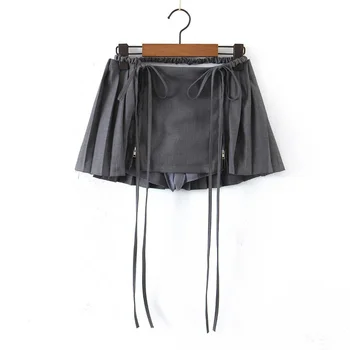 Y2K New Women's Clothing Spring Summer Female Sexy Polyester Brand Skirt Women Slim Mini Kawaii Black Skirts Lace-up Above Knee