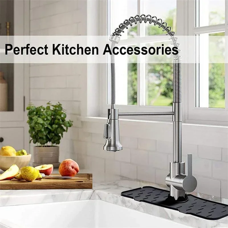 Kitchen Sink Splash Guard Silicone Faucet Handle Drip Catcher Tray Faucet Absorbent Mat Sink Protectors Kitchen Mat kitchen sink mat