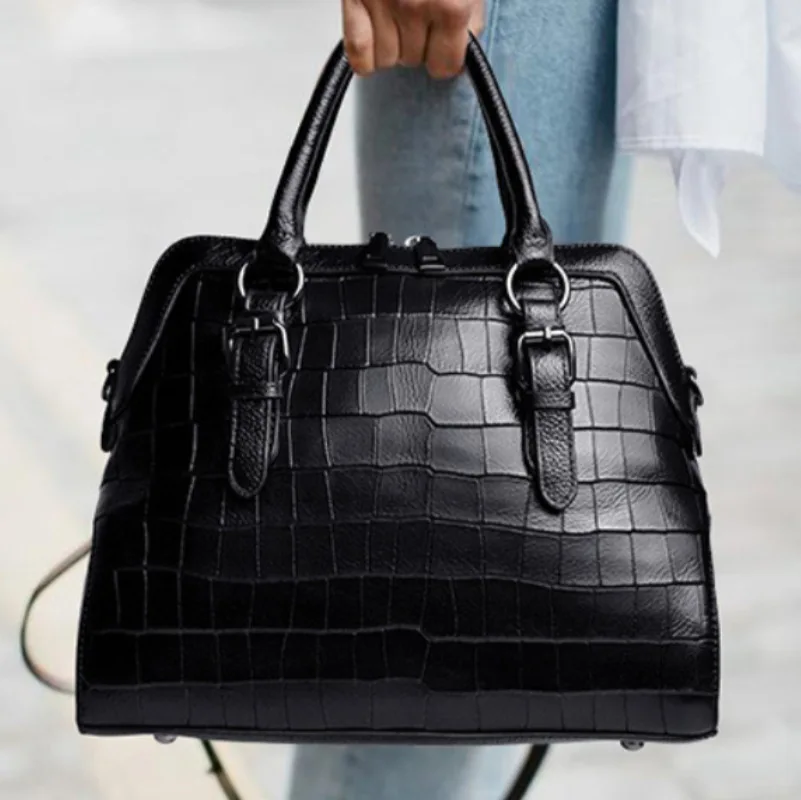 

Women's Genuine Leather Bag Luxury Crocodile Print Ladies Handbag High Quality OL Business Commuting Briefcase Shoulder Bag 2023