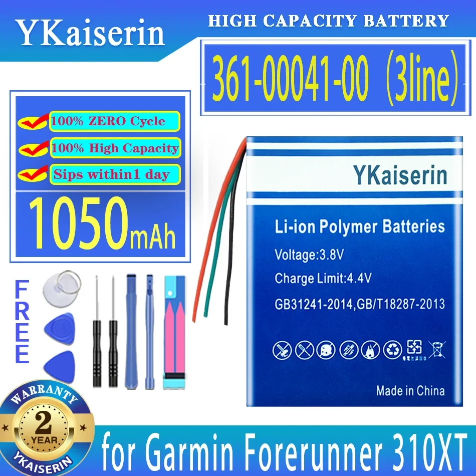 Batteria Ykaiserin 361-00041-00 (3 Linee) 1050Mah Per Garmin Forerunner 310Xt Gps Running Sport Riparazione Dell'Orologio Della Frequenza Cardiaca