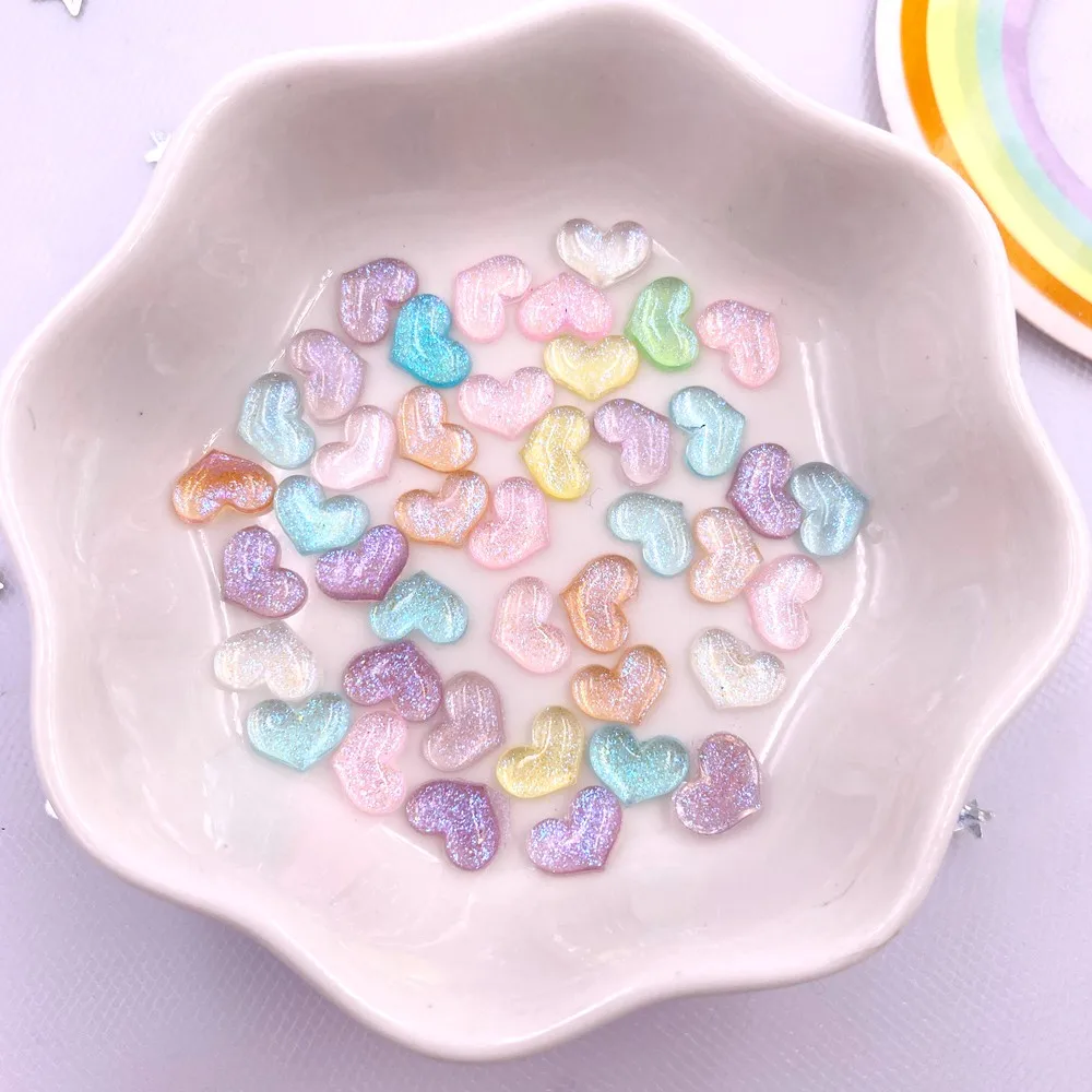 미니 크리스탈 하트 보석 플랫백 네일 라인석 아트 아플리케, 다채로운 수지 글리터, DIY 웨딩 스크랩북 공예, SL76, 8mm, 100 개