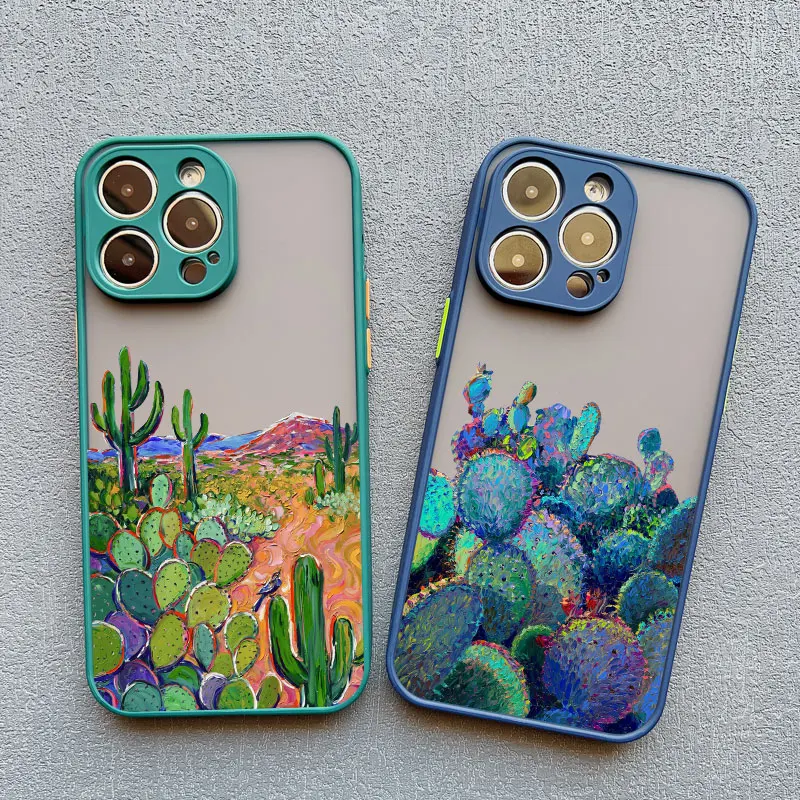 Cartoon-Kaktus-Pflanzen Handyhülle für iPhone 17 15 14 13 Pro Max 13 Mini 12 11 Pro Max 16 14 Plus X XR XS Stoßfeste Schutzhülle – Detail 13