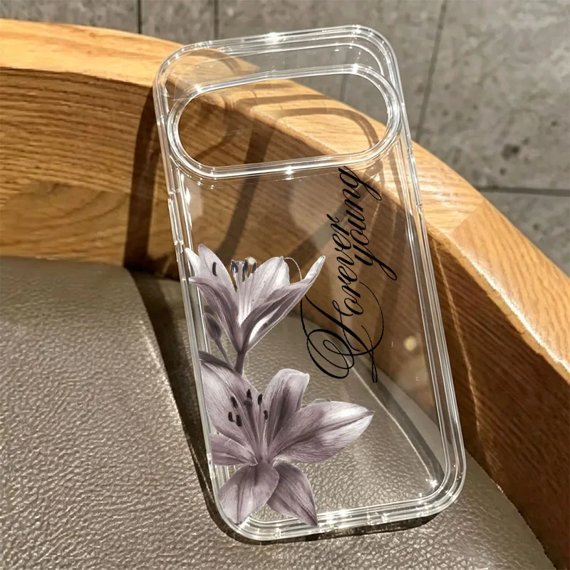 Vintage Lily Floral Clear Phone Case – Elegant Flower Cover