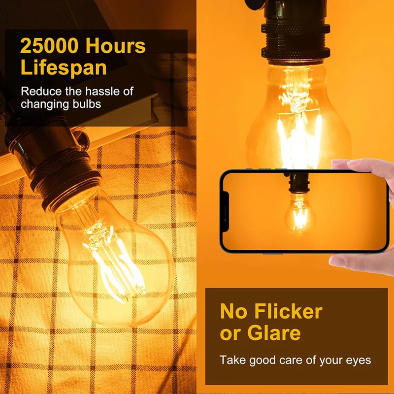 레트로 에디슨 전구 E27 AC 110V 9W 빈티지 유리 램프 A60 LED 필라멘트 조명 앤틱 전구 홈데코