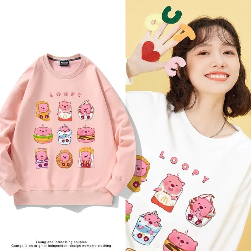 

New Kawaii Cute Loopy Little Beaver Pullover Round Neck Sweater Plush Warm Printed Versatile Comfortable Birthday Gift For Girls