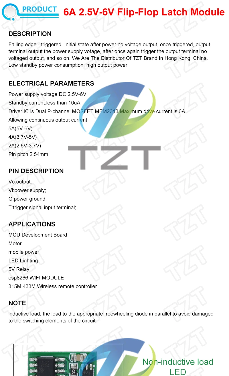 TZT 6A DC 3V 3,3V 3,7V 5V Elektronischer Schalterriegel Bistabile selbstsichernde Triggerplatine für LED-Motortreiber Solar-Lithiumbatterie – Detail 1