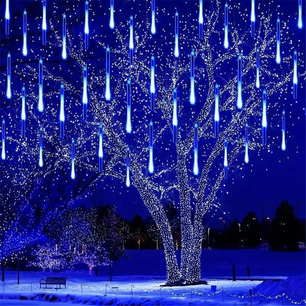 thumbnail image 1 of Juego de 4/3/2/1 luces LED de lluvia de meteoritos para Año Nuevo 2025, lámpara decorativa navideña para jardín, árbol, boda, fiesta, decoración navideña, 1 of 5