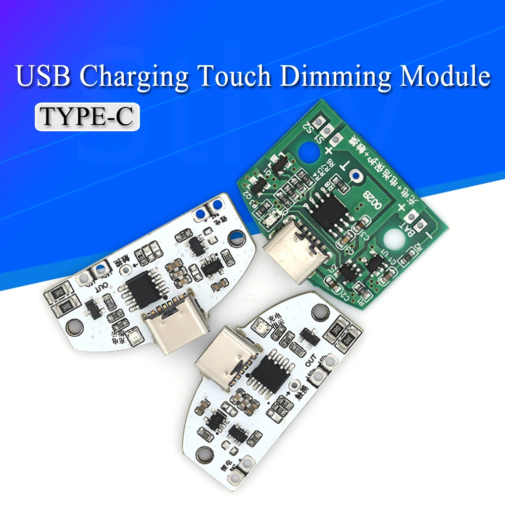לוח מעגלים למנורת שולחן Type-C עם טעינה USB, שלושה הילוכים, כיווץ ללא צעדים, מודול שליטה במנורת לילה קטנה עם מגע LED