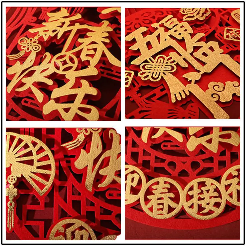 3D Chinese New Year Fu Window Sticker Spring Festival Chinese New Year Door Sticker Decoration New House wall Decals Stickers