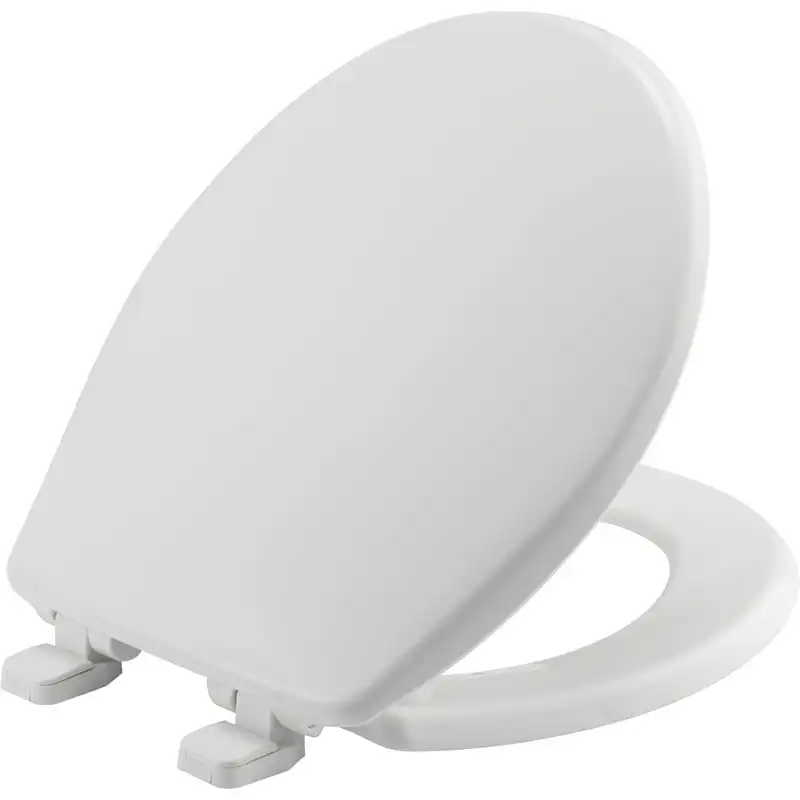 

Slow Close Round Plastic Toilet Seat in White Never Loosens