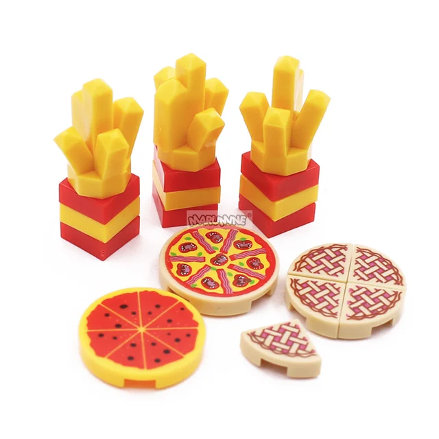 Marumine Mini Food Toys Of Building Blocks Hamburger Pizza Fries Cake Dessert Chocolate Cookies MOC Bricks Plastic Assemble Part 3
