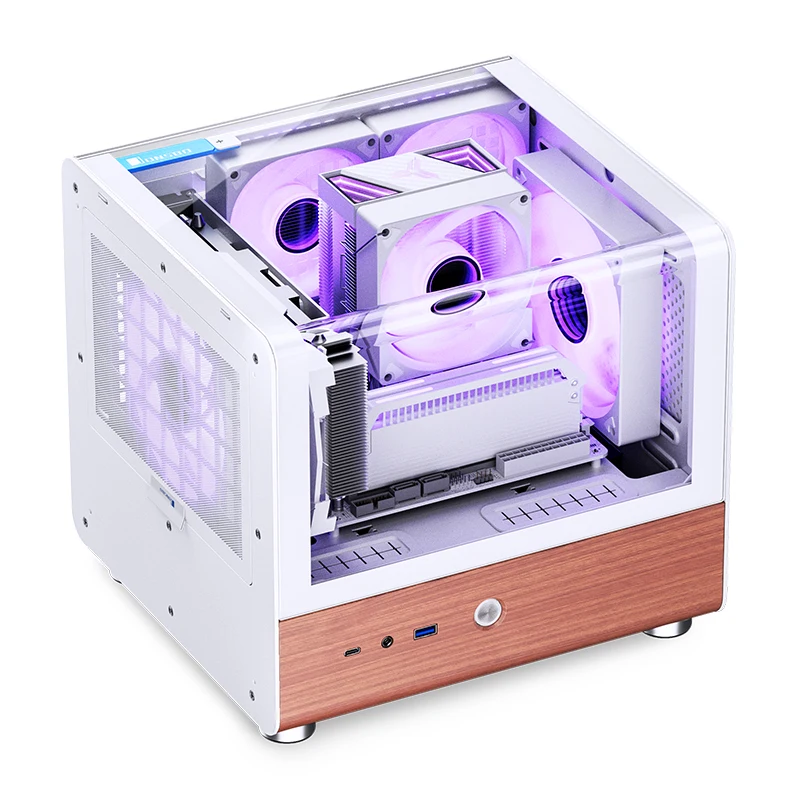 JONSBO TK-0 ITX 씨 뷰 룸 곡선 유리 케이스, 분할 구획 디자인, 북아메리카 호두 나무 장식, 소형 섀시