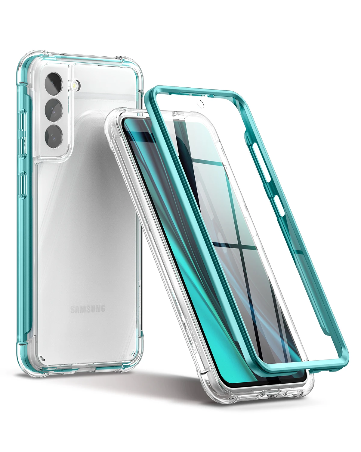 

Прозрачный чехол для Samsung Galaxy S21FE 6,4 дюйма со встроенным защитным экраном, полноразмерный Роскошный прозрачный противоударный Прочный чехол
