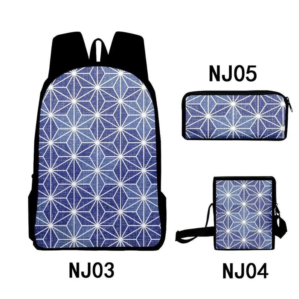Geométrica Grade 3D Print School Bags, Bookbag dos Estudantes, Mochila Laptop, Mochila, Inclinado Bolsa de Ombro, Lápis Case,