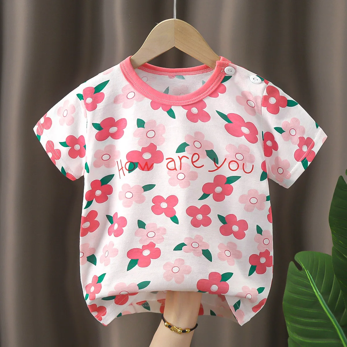 1pcs Summer Pure Cotton Girl Cartoon Tee Fashion Top Children Short Sleeve T-shirts Child Loose Casual Solid Tshirt Baby Clothes