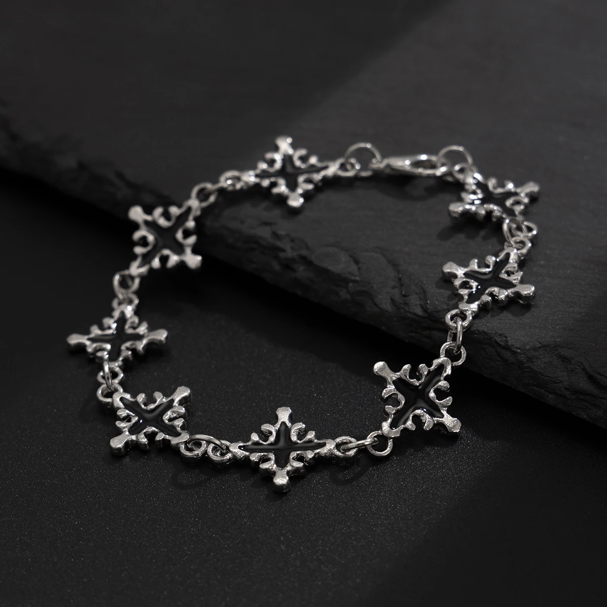 Ingemark Creative Jesus Cross Chain Bracelet for Man on Hand Hip Hop Charm Silver Color Bangles Christian Couple Jewelry Gift