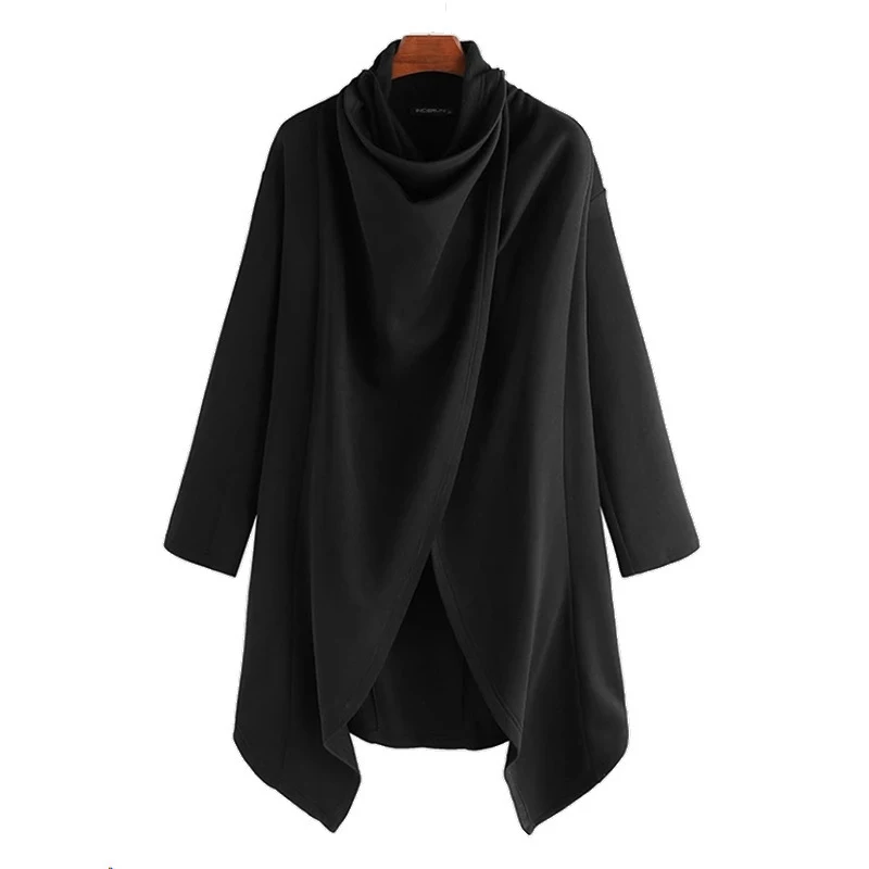 Streetwear Men's Irregular Cloak 2024 Spring Trendy Solid