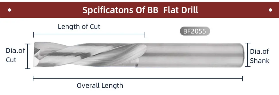 BB-Bohrer mit flachem Boden, Vollhartmetall-CNC-Bohrwerkzeug für Aluminium 0,5 mm-10,7 mm BF2055 – Detail 16