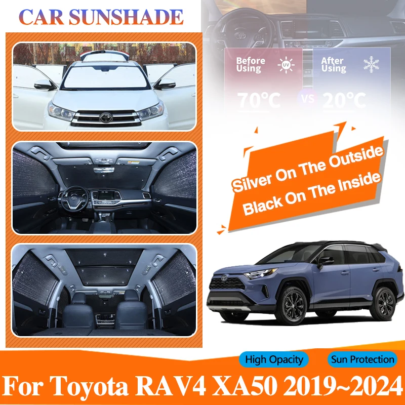 

Car Window Shading Covers For Toyota RAV4 XA50 2019 2020 2021 2022~2024 Black Slivr Sunscreen Anti-UV Sunshades Auto Accessories