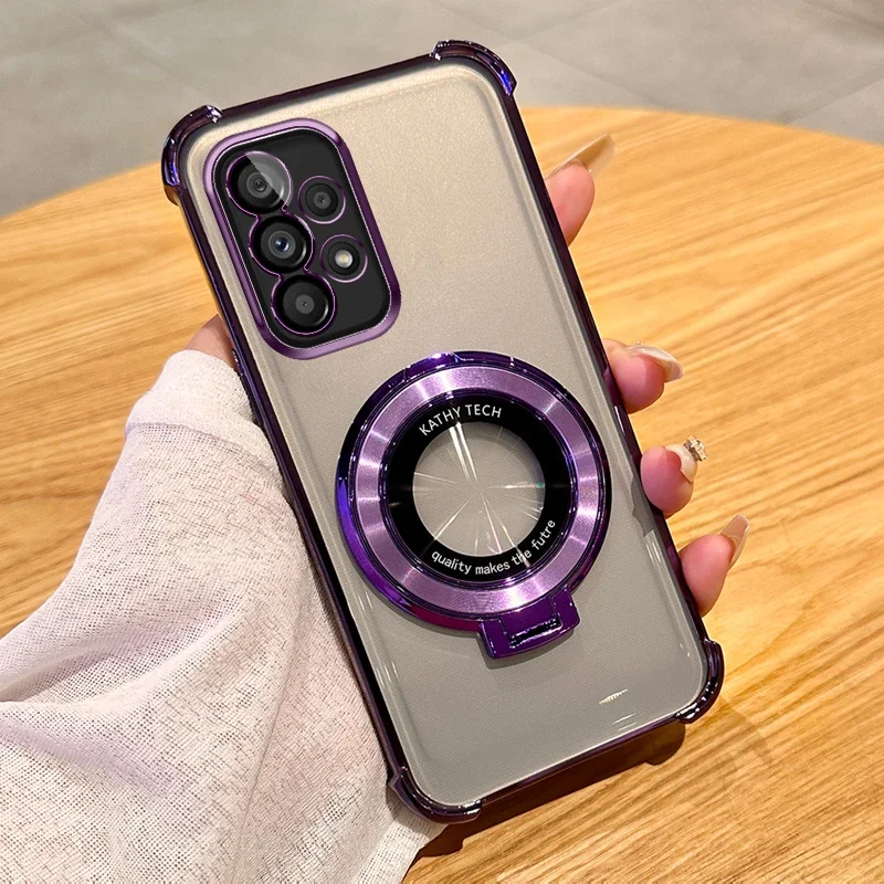 Premium Magnetic Holder Clear Phone Case with Plating Finish