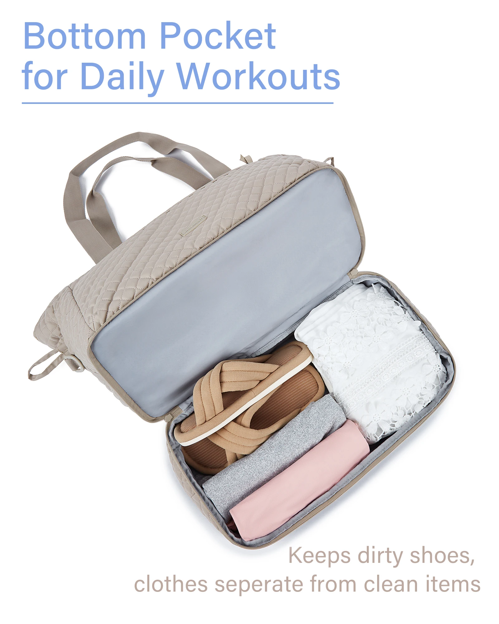 Borsa Da Viaggio Donna Con Scomparto Scarpe E Tasca Bagnata – 37 Litri, Weekender Con Custodia Trolley, Per Aereo