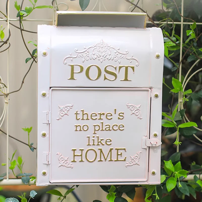 Vintage European Wall Mounted Metal Mailbox Rustic Post Box 10.2&rdquo; x 4.7