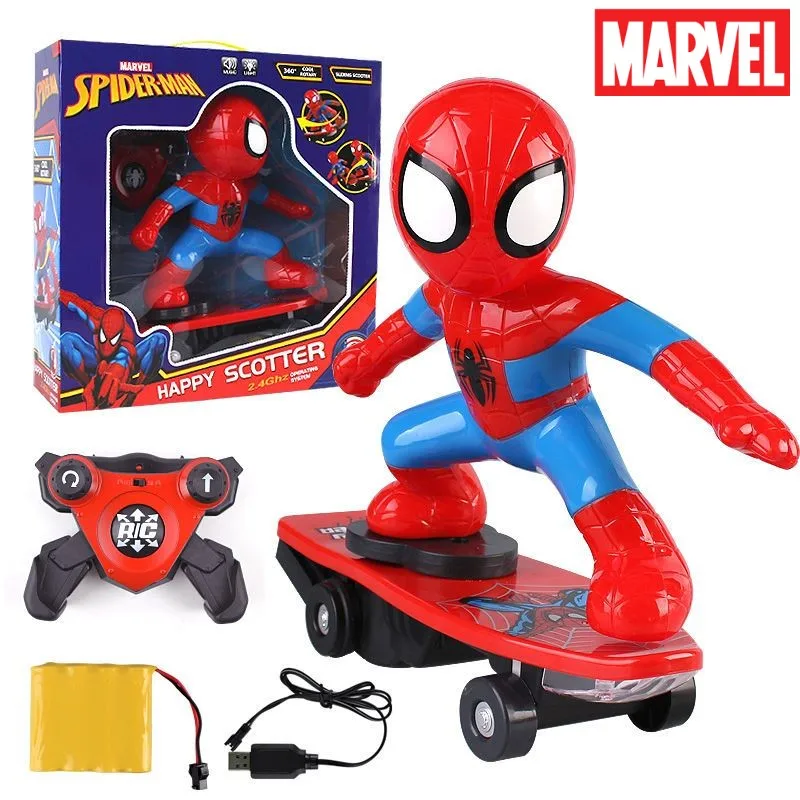 

Marvel Spiderman Automatic Flip Rotation Skateboard Acousto-Optic Car Ultraman Electric Music Toy Stunt Scooters For Kids Gift